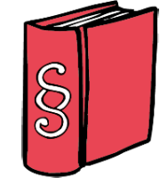 Piktogramm: Ein dickes Gesetzbuch mit dem Symbol "Paragraph" auf dem Buchrücken.